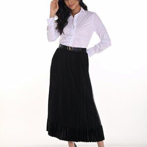 254894 Black Pleated Elastic Waist Skirt by FRANK LYMAN